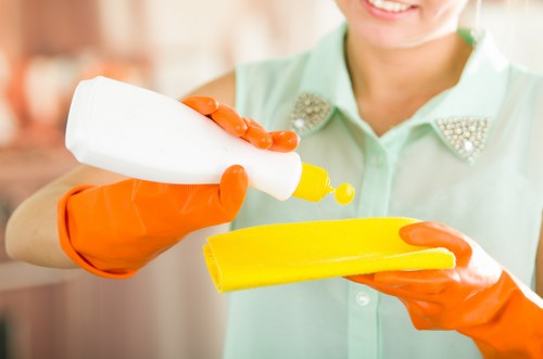 Detailed cleaning of a Canarywharf flat kitchen and surfaces