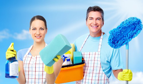 Cleaner working in a residential property with care